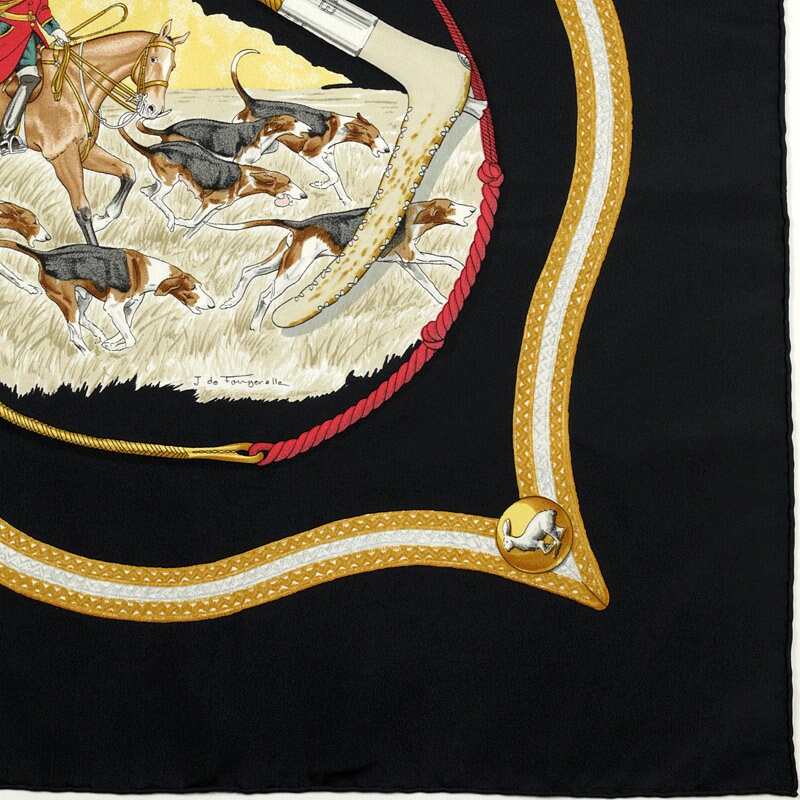 Hermes Scarf "Le Laisser Courre" by Jean De Fougerolle 90cm Silk