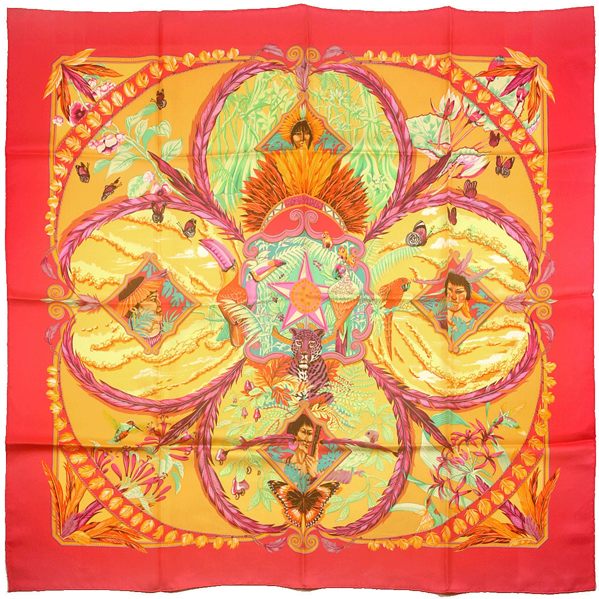 Hermes Scarf "Amazonia" by Laurence Bourthoumieux 90cm Silk