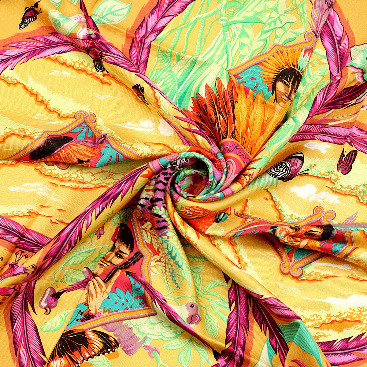 Hermes Scarf "Amazonia" by Laurence Bourthoumieux 90cm Silk
