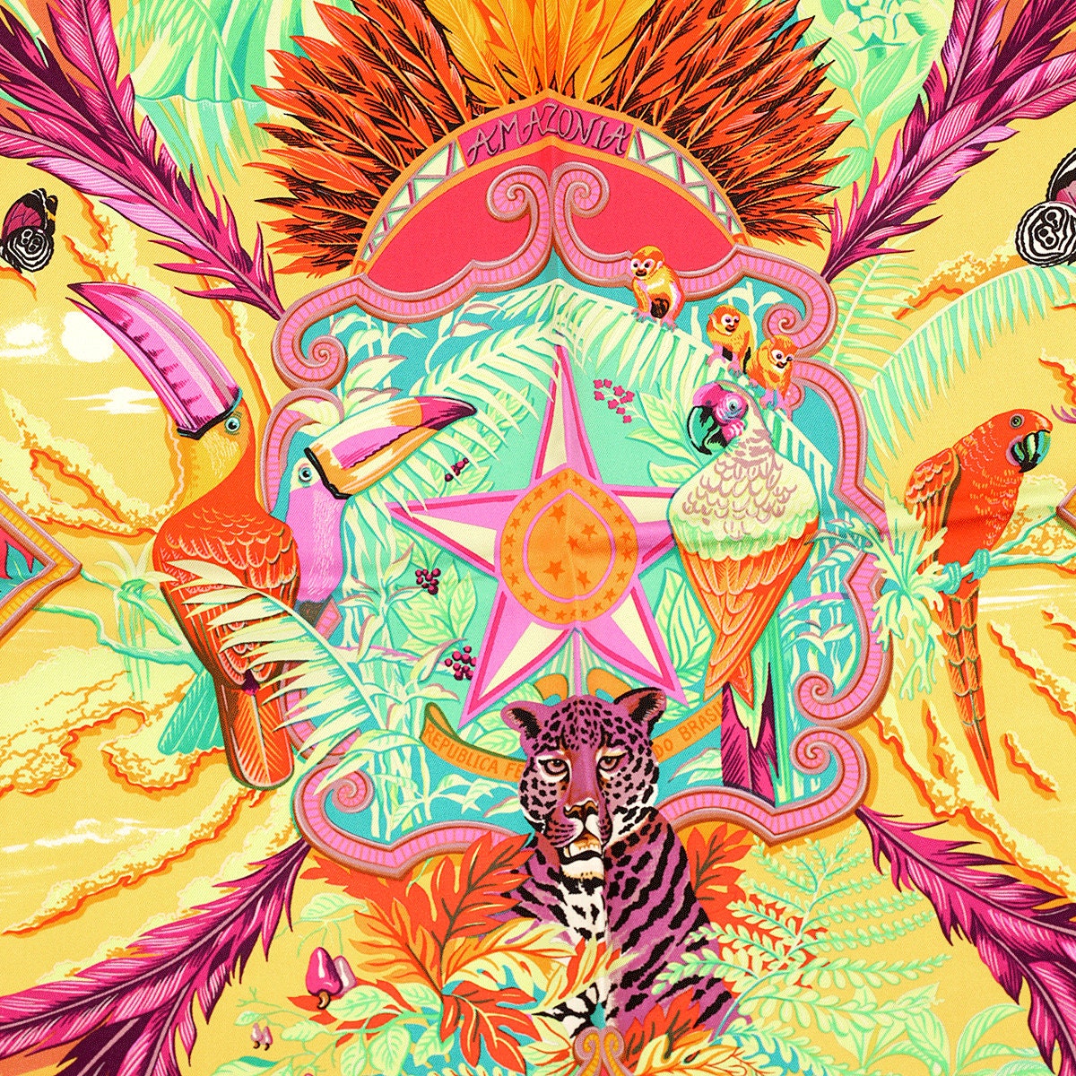 Hermes Scarf "Amazonia" by Laurence Bourthoumieux 90cm Silk