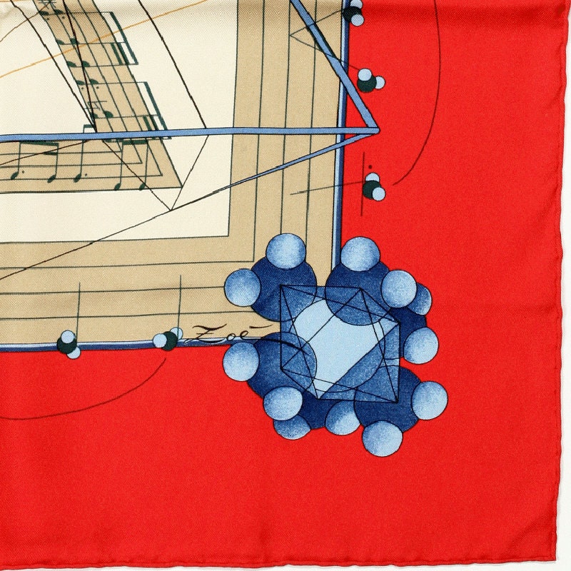 Hermes Scarf "La Musique des Spheres" by Zoe Pauwels Vintage 90cm Silk