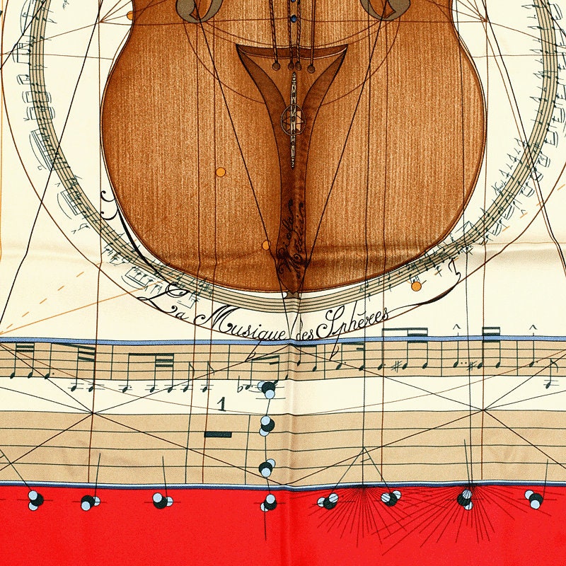 Hermes Scarf "La Musique des Spheres" by Zoe Pauwels Vintage 90cm Silk