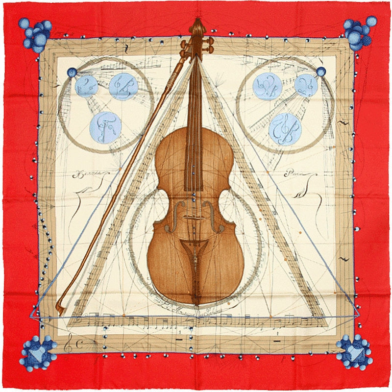Hermes Scarf "La Musique des Spheres" by Zoe Pauwels Vintage 90cm Silk