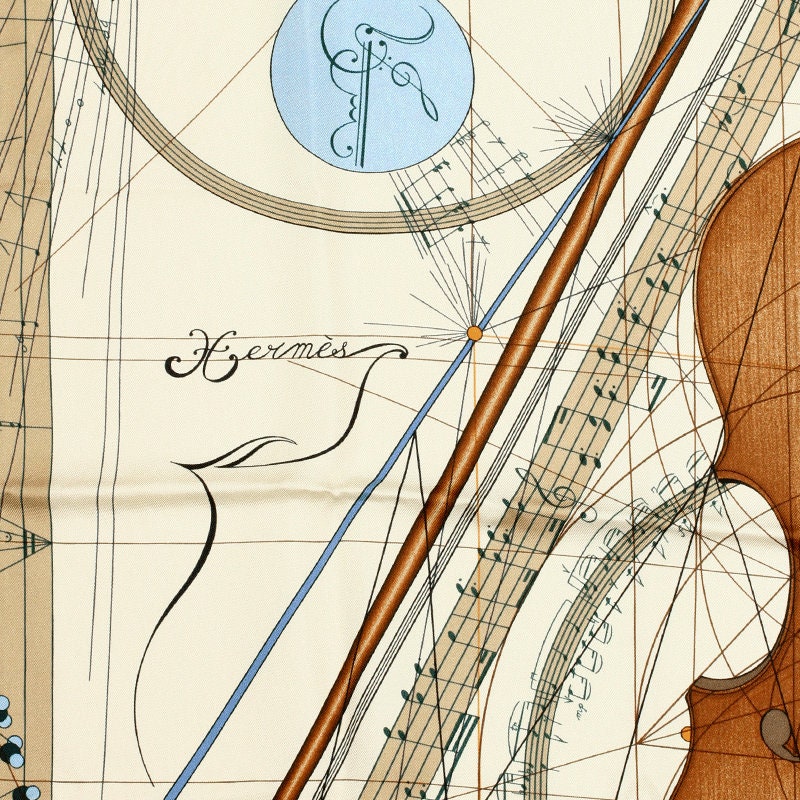 Hermes Scarf "La Musique des Spheres" by Zoe Pauwels Vintage 90cm Silk