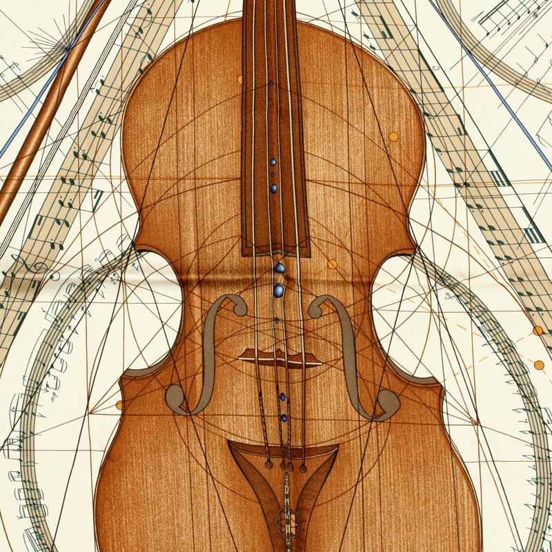 Hermes Scarf "La Musique des Spheres" by Zoe Pauwels Vintage 90cm Silk