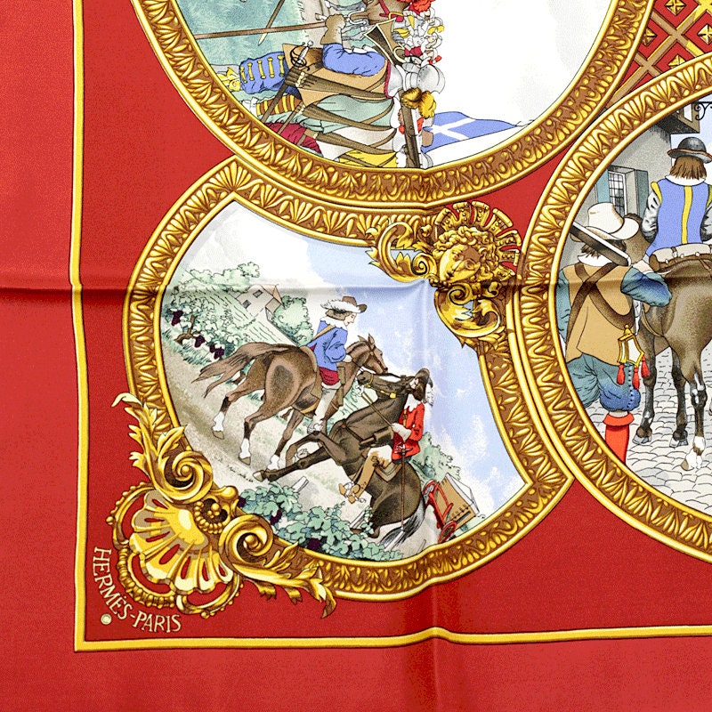 Hermes Scarf "Les Trois Mousquetaires" by Philippe Ledoux 90cm Silk