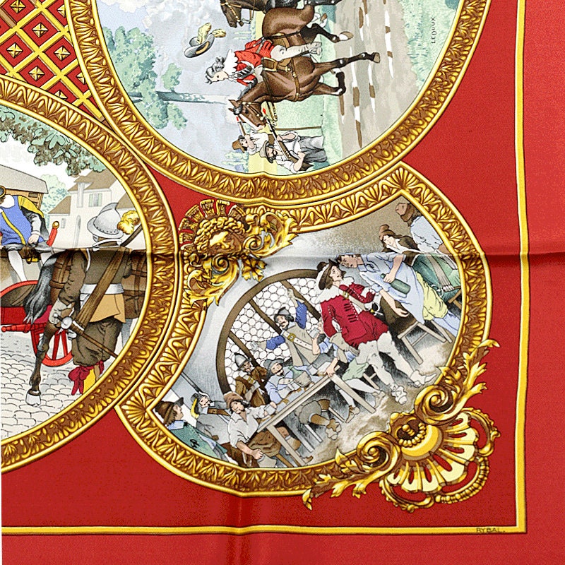 Hermes Scarf "Les Trois Mousquetaires" by Philippe Ledoux 90cm Silk