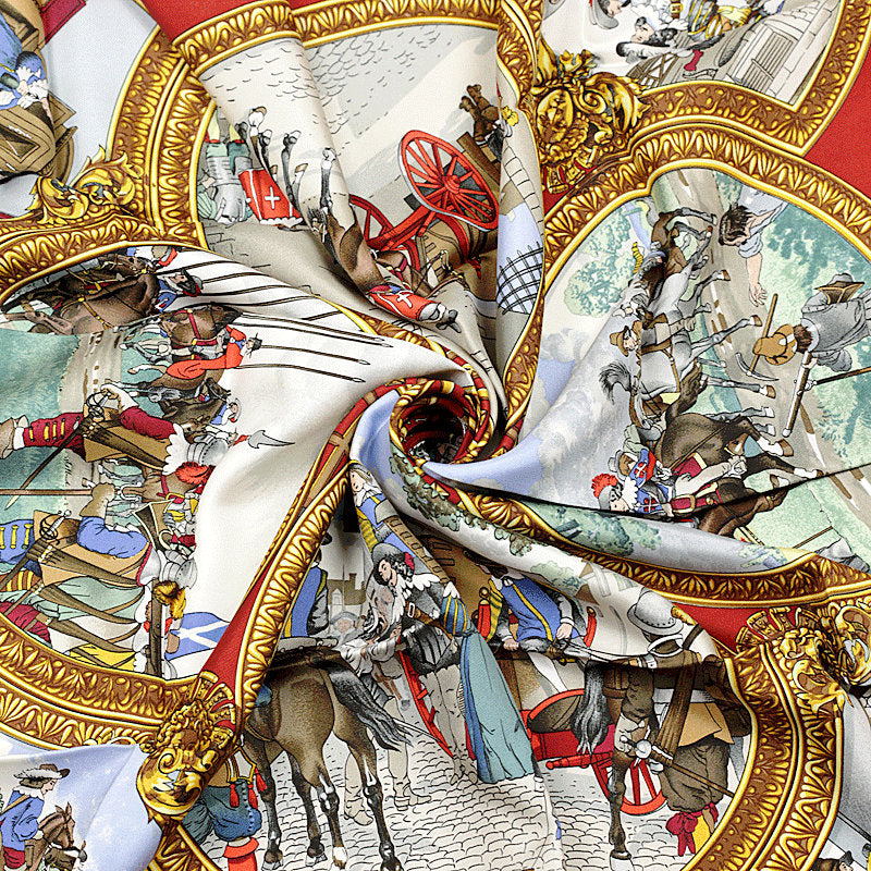 Hermes Scarf "Les Trois Mousquetaires" by Philippe Ledoux 90cm Silk
