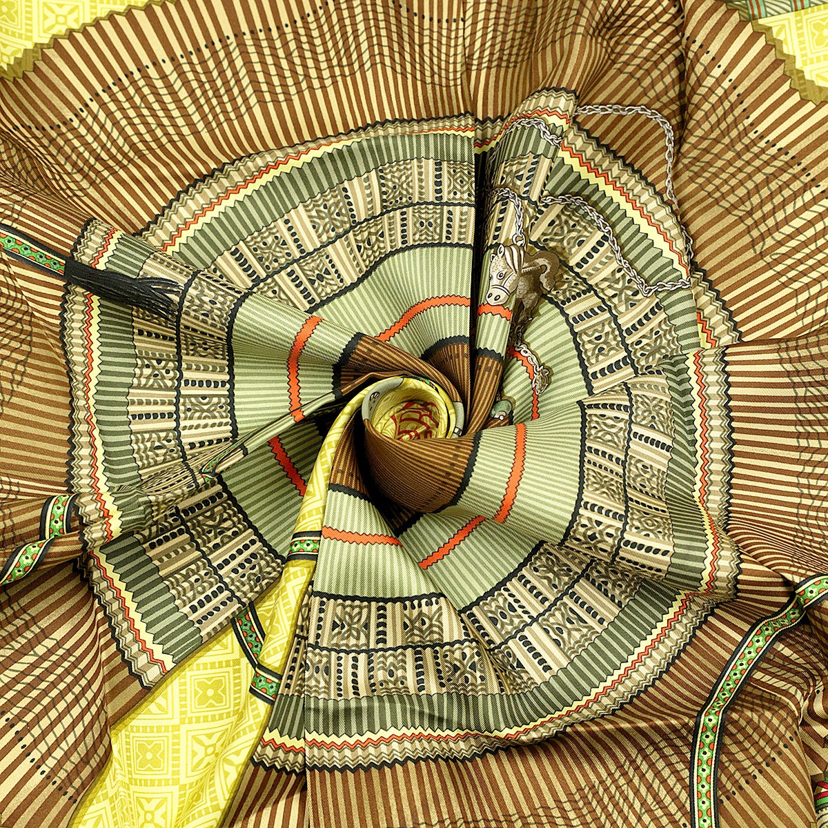 Hermes Scarf "Cent Plis des Miao" by Aline Honore 90cm Silk