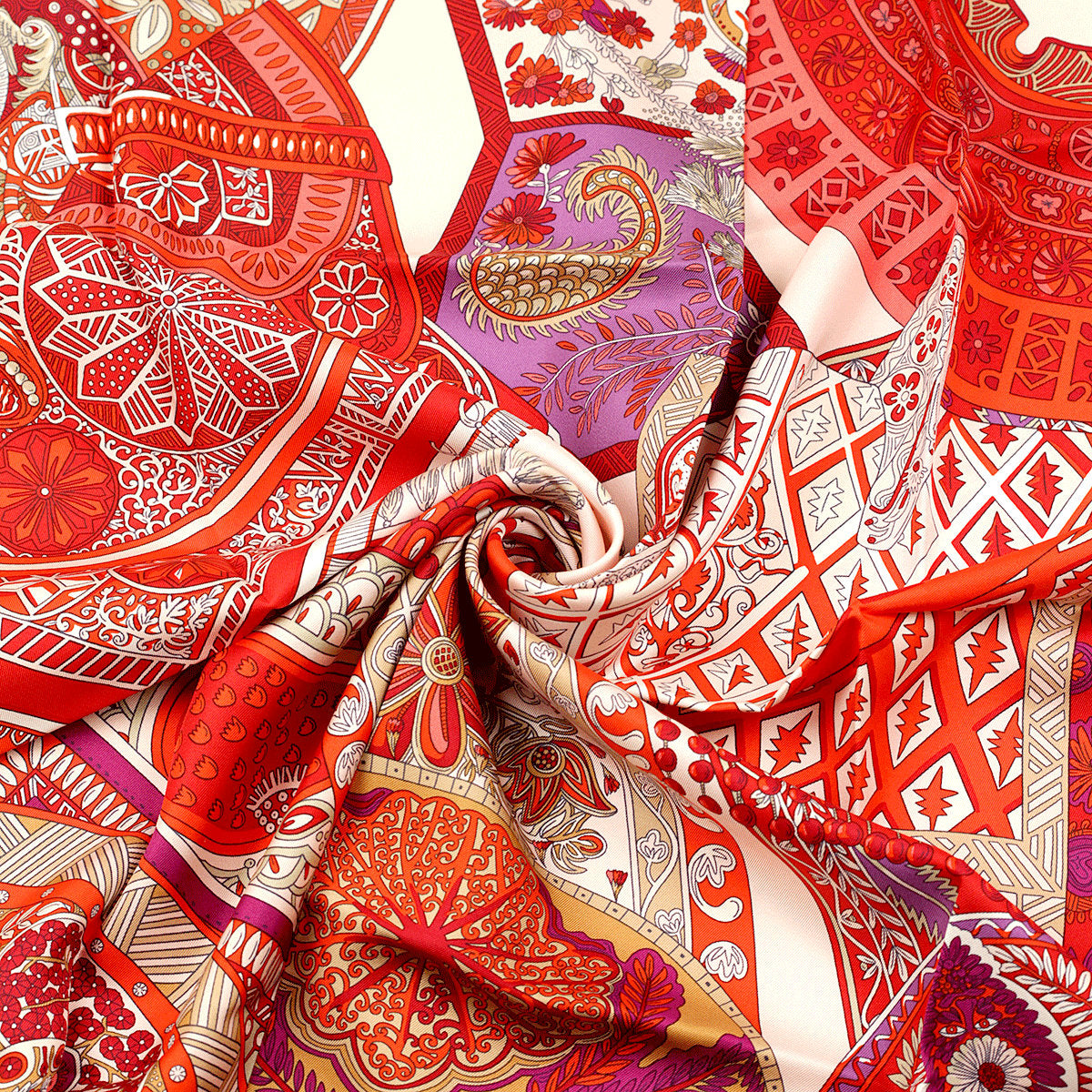 Hermes Scarf "Tapis de Selle" by Annie Faivre 90cm Silk