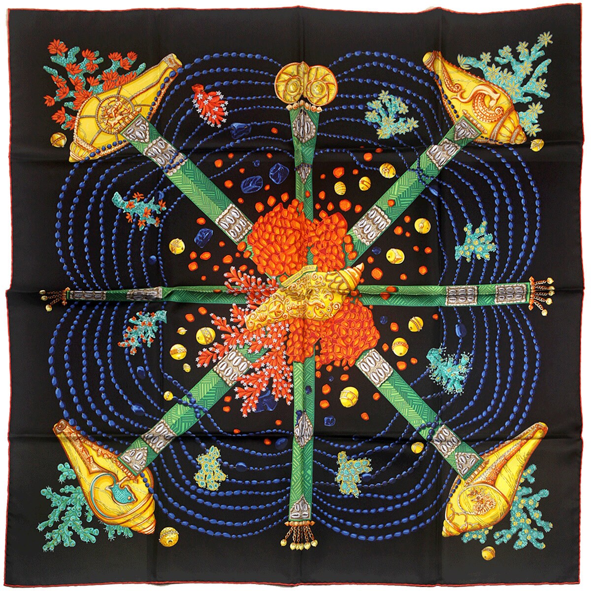 Hermes Scarf "Chemins de Corail" by Annie Faivre 90cm Silk