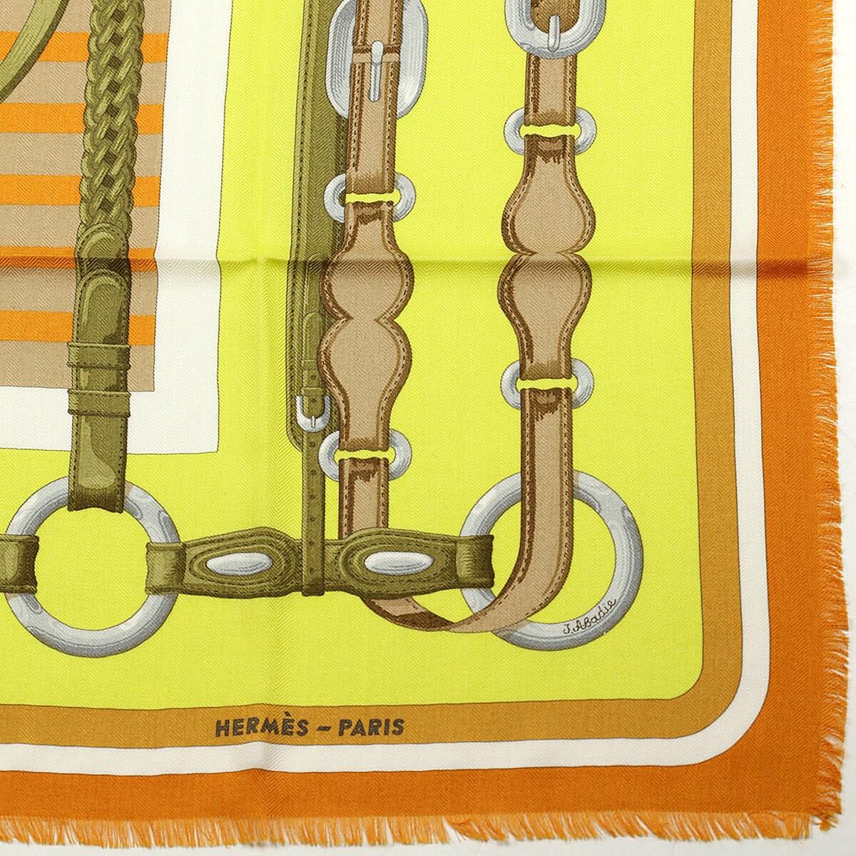 Hermes Scarf "Coaching" by Julia Abadie 90cm Cashmere Frange