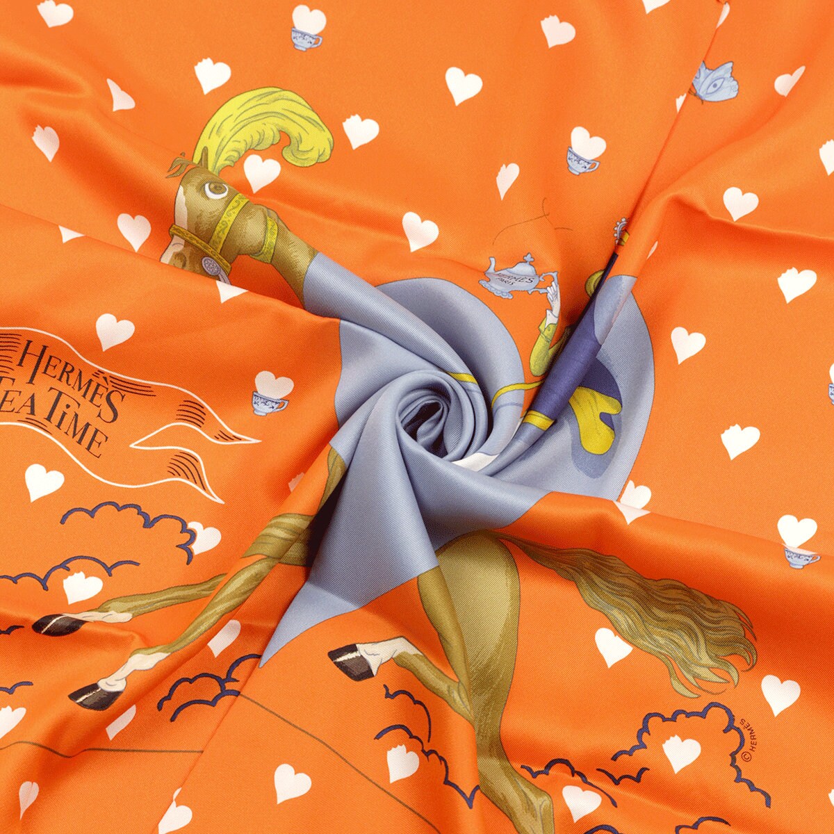 Hermes Scarf "Tea Time" by Jonathan Burton 70cm Silk