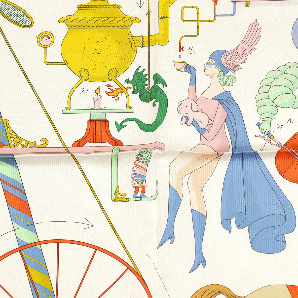 Hermes Scarf "Tea for Two" by Jonathon Burton 90cm Silk | NWT