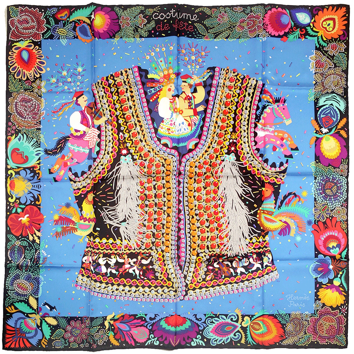Hermes Scarf "Costume de Fete" by Jan Bajtlik 90cm Silk