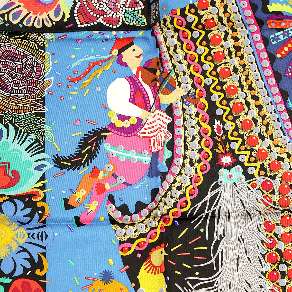 Hermes Scarf "Costume de Fete" by Jan Bajtlik 90cm Silk