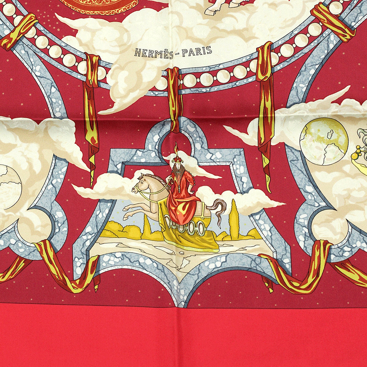 Hermes Scarf "Cavaliers des Nuages" by Jean-Christophe Donnadieu Vintage 90cm Silk