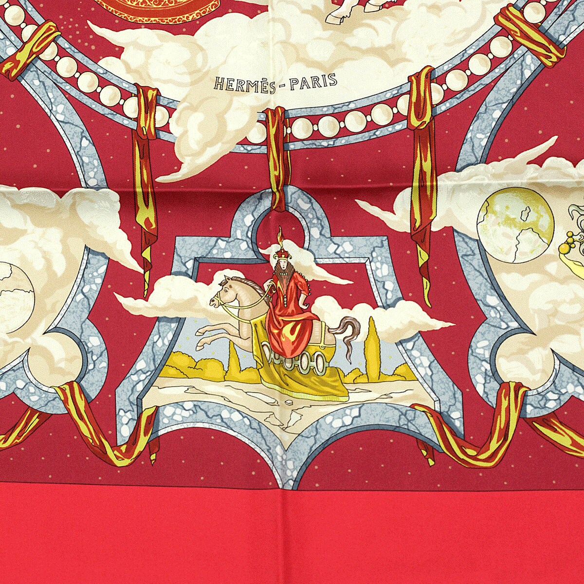 Hermes Scarf "Cavaliers des Nuages" by Jean-Christophe Donnadieu Vintage 90cm Silk