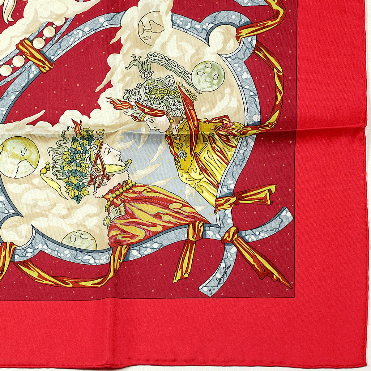 Hermes Scarf "Cavaliers des Nuages" by Jean-Christophe Donnadieu Vintage 90cm Silk