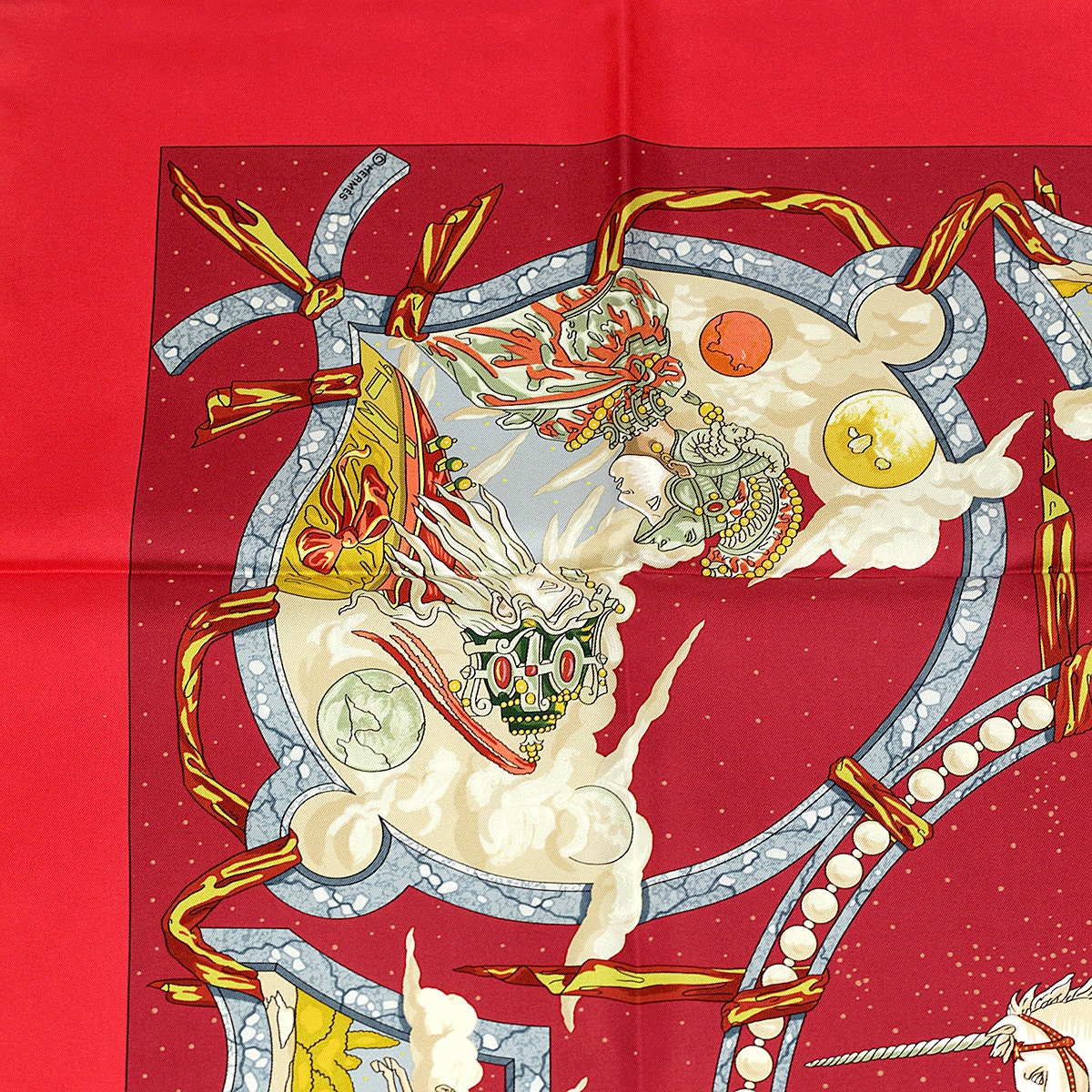 Hermes Scarf "Cavaliers des Nuages" by Jean-Christophe Donnadieu Vintage 90cm Silk
