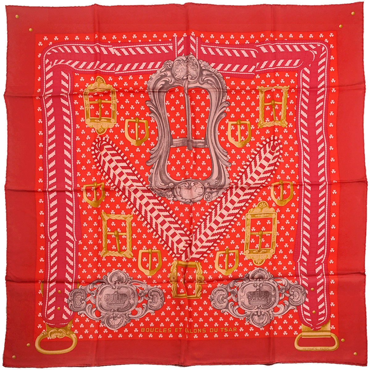 Hermes Scarf "Boucles et Galons du Tsar" by Wlodek Kaminski 90cm Silk Wash Scarf