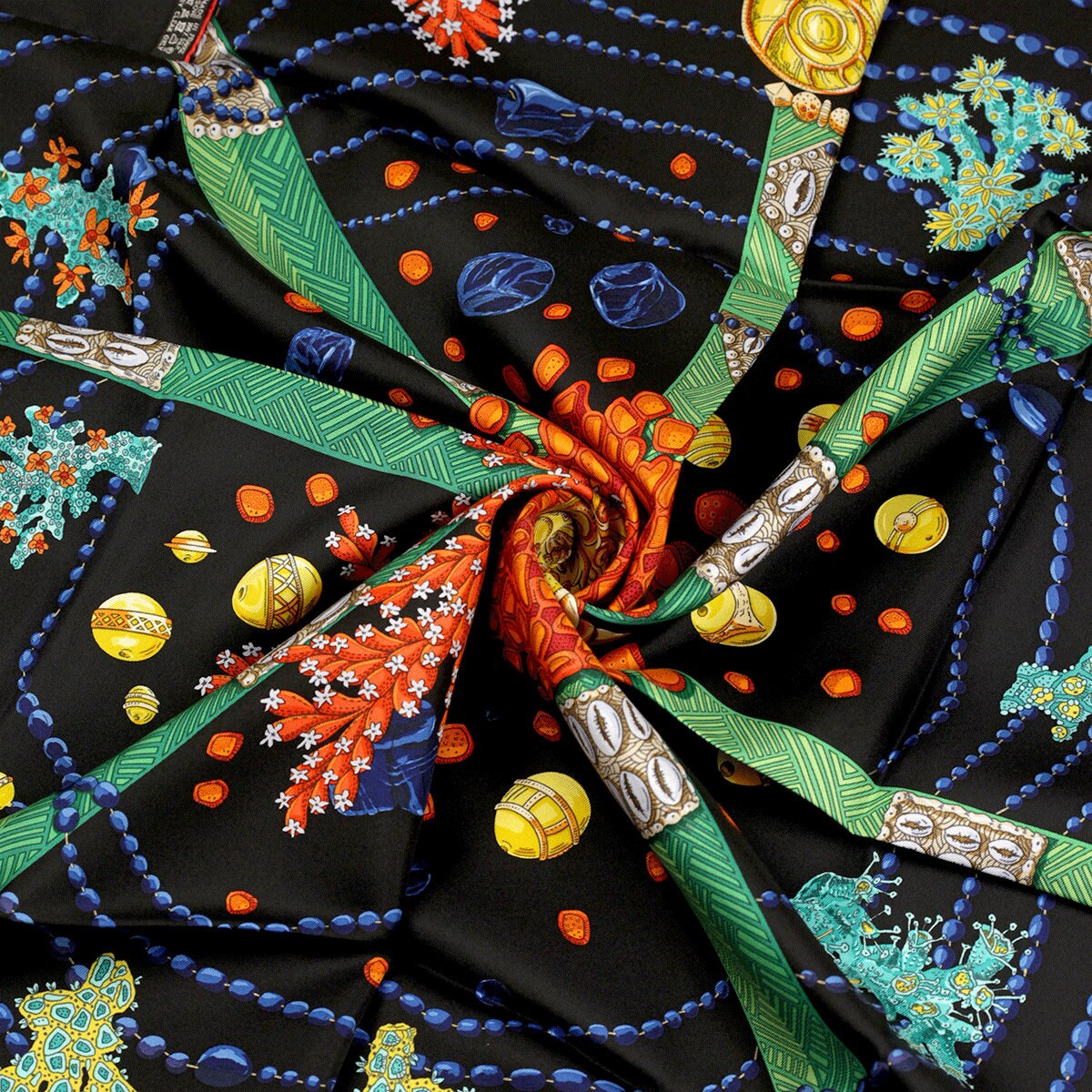 Hermes Scarf "Chemins de Corail" by Annie Faivre 90cm Silk