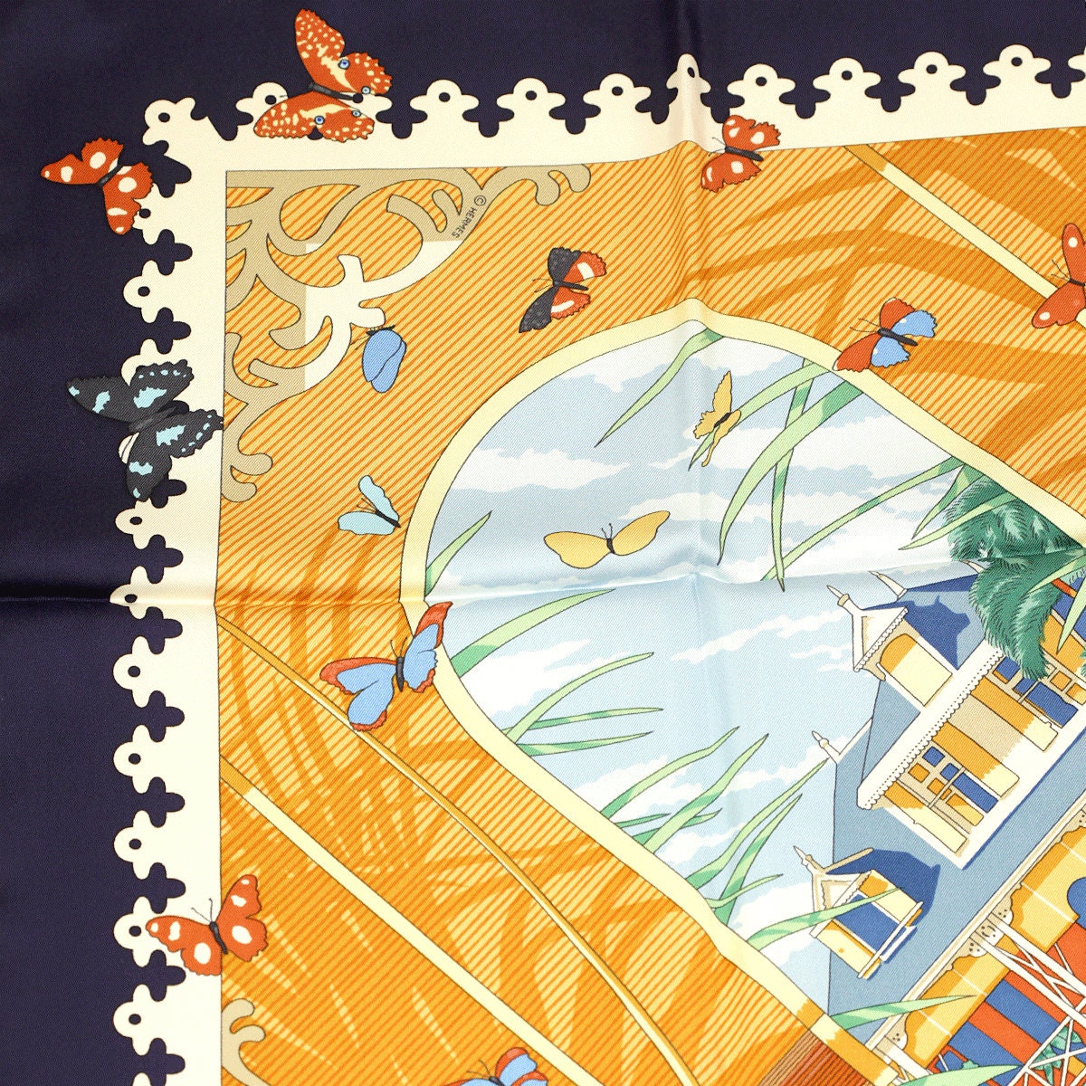 Hermes Scarf "Varangues" by Dimitri Rybaltchenko Vintage 90cm Silk