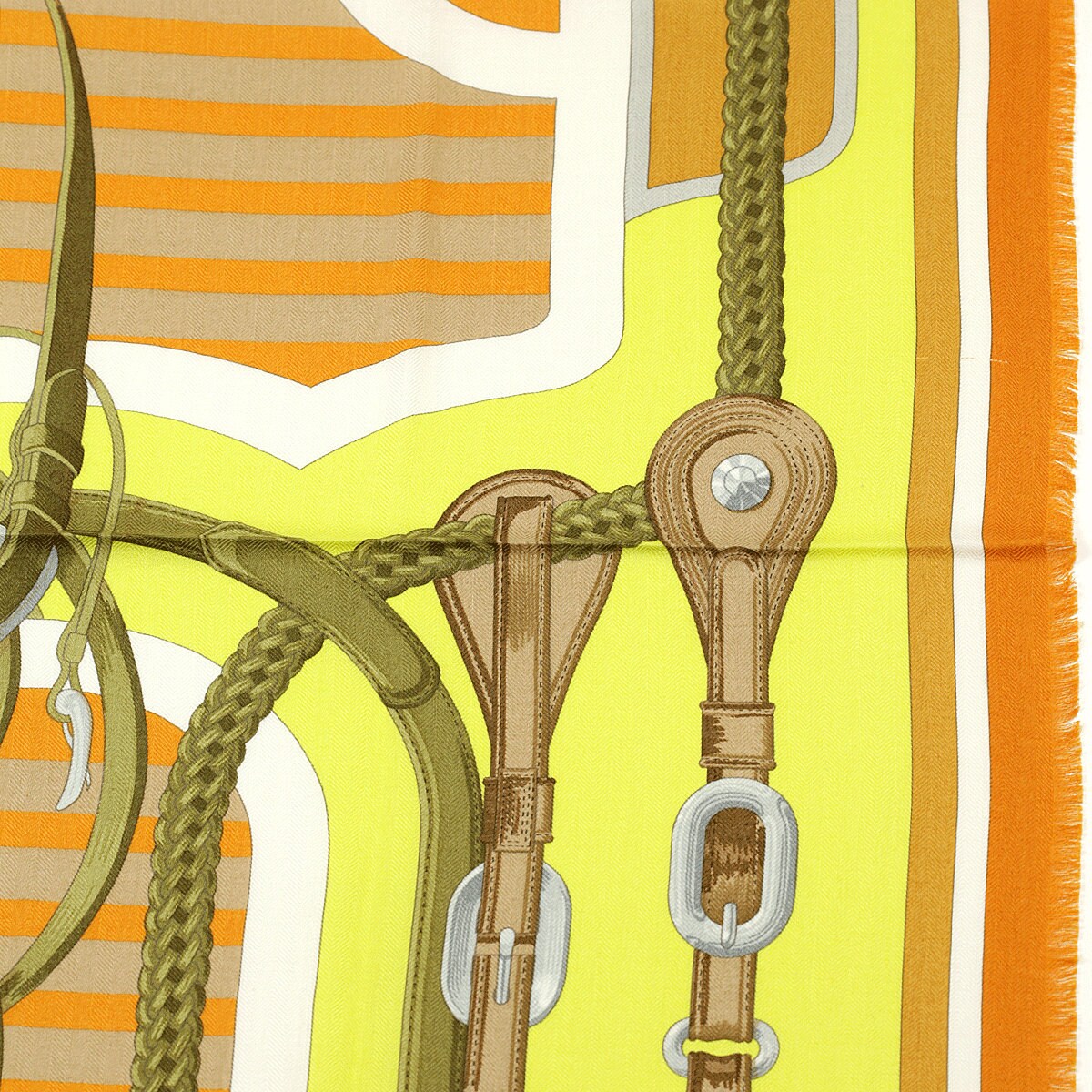 Hermes Scarf "Coaching" by Julia Abadie 90cm Cashmere Frange