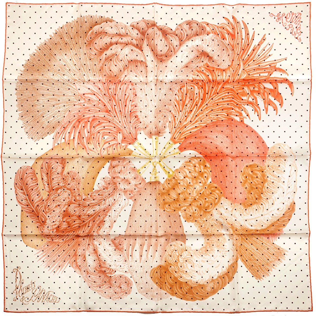 Hermes Scarf "Plumets et Panaches" by Florence Manlik 90cm Silk | Carre Foulard