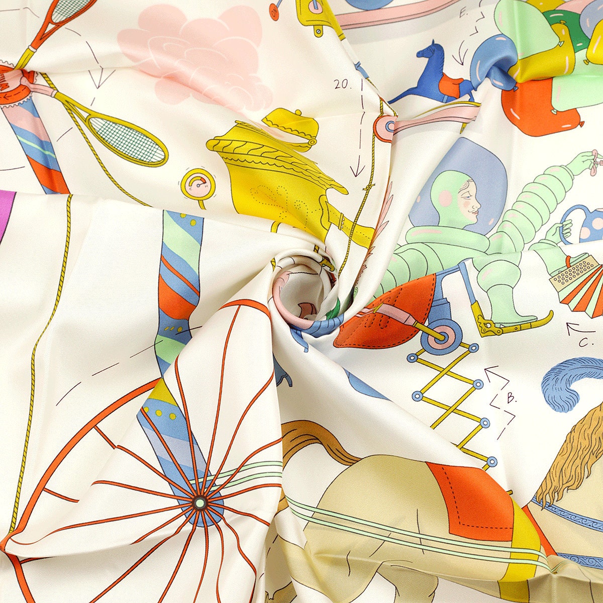 Hermes Scarf "Tea for Two" by Jonathon Burton 90cm Silk | NWT