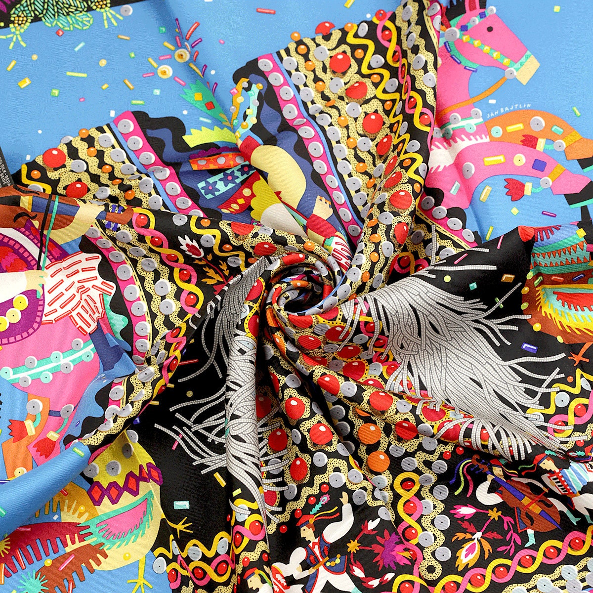 Hermes Scarf "Costume de Fete" by Jan Bajtlik 90cm Silk