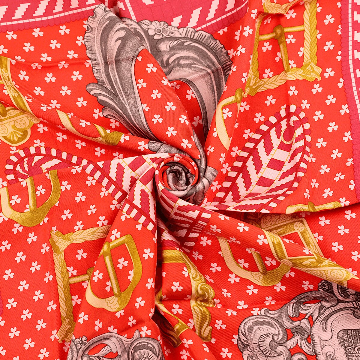 Hermes Scarf "Boucles et Galons du Tsar" by Wlodek Kaminski 90cm Silk Wash Scarf