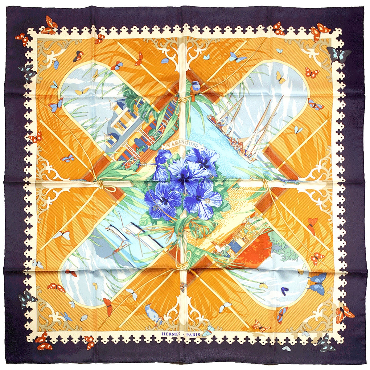 Hermes Scarf "Varangues" by Dimitri Rybaltchenko Vintage 90cm Silk