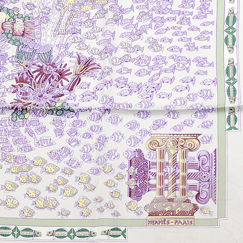 Hermes Scarf "Rencontre Oceane" by Annie Faivre 90cm Silk