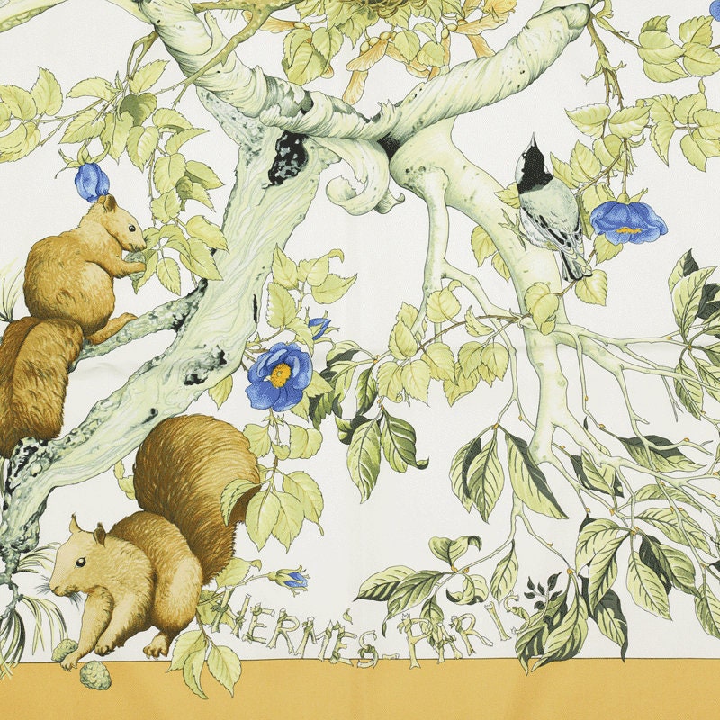 Hermes Scarf "Au Coeur des Bois" by Zoe Pauwels 90cm Silk