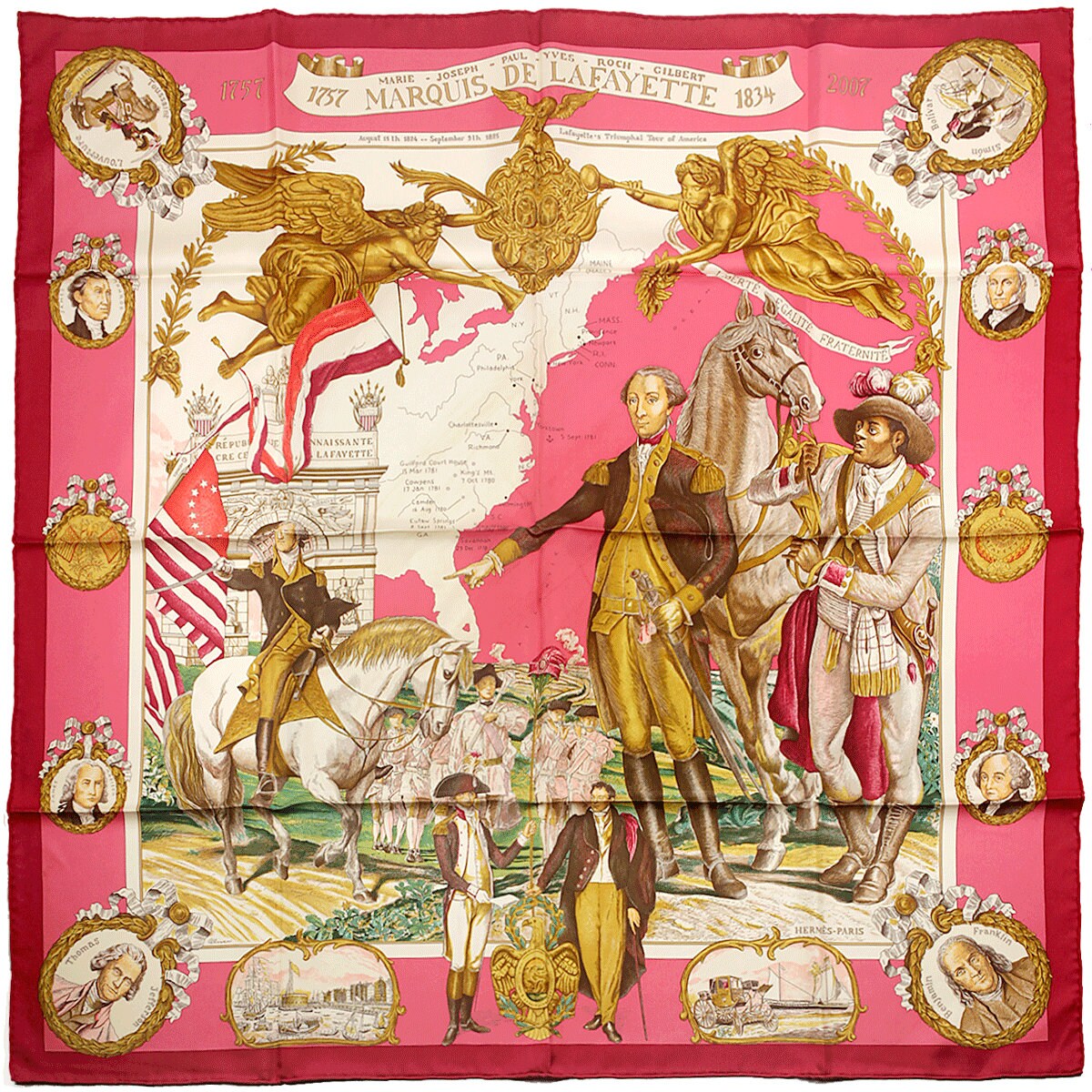 Hermes Scarf "Marquis de Lafayette" by Kermit Oliver 90cm Silk | GRAIL Carre Foulard