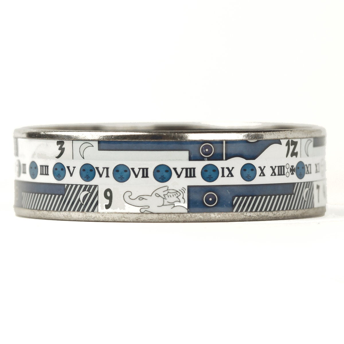 Hermes Bracelet 65 Wide Enamel Palladium Silver Astrologie Nouvelle | Bangle SHW