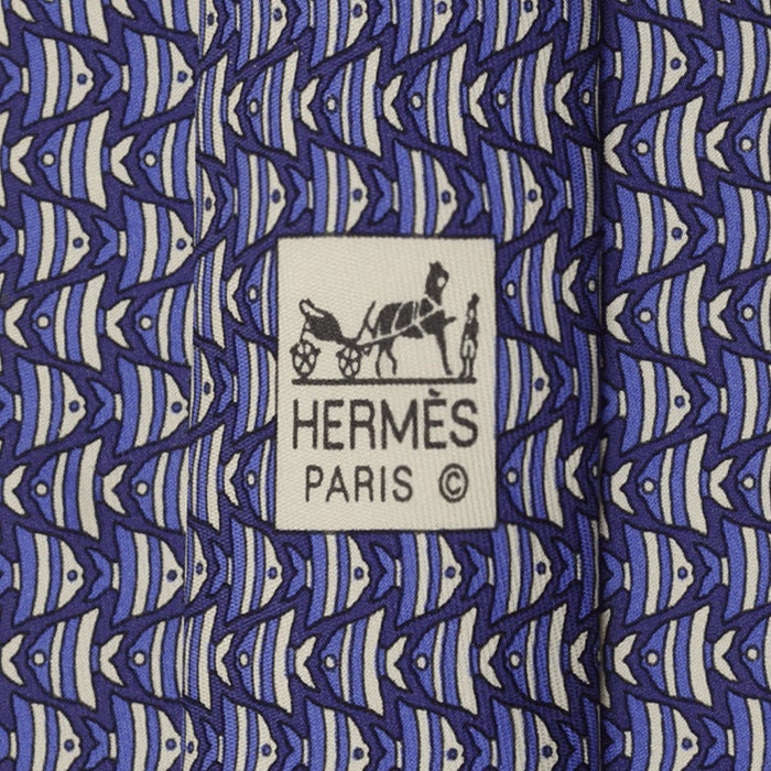 Hermes Men's Silk Tie Whimsical Tropical Fish Pattern 5562