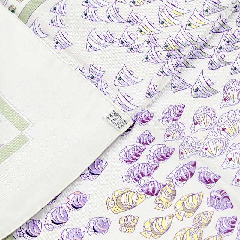 Hermes Scarf "Rencontre Oceane" by Annie Faivre 90cm Silk