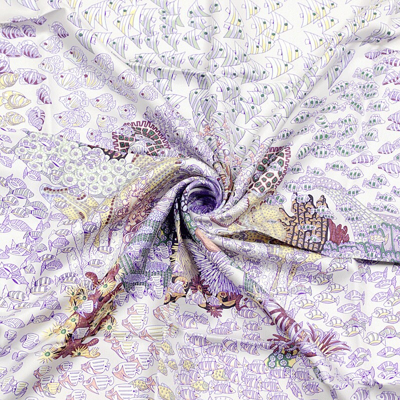 Hermes Scarf "Rencontre Oceane" by Annie Faivre 90cm Silk