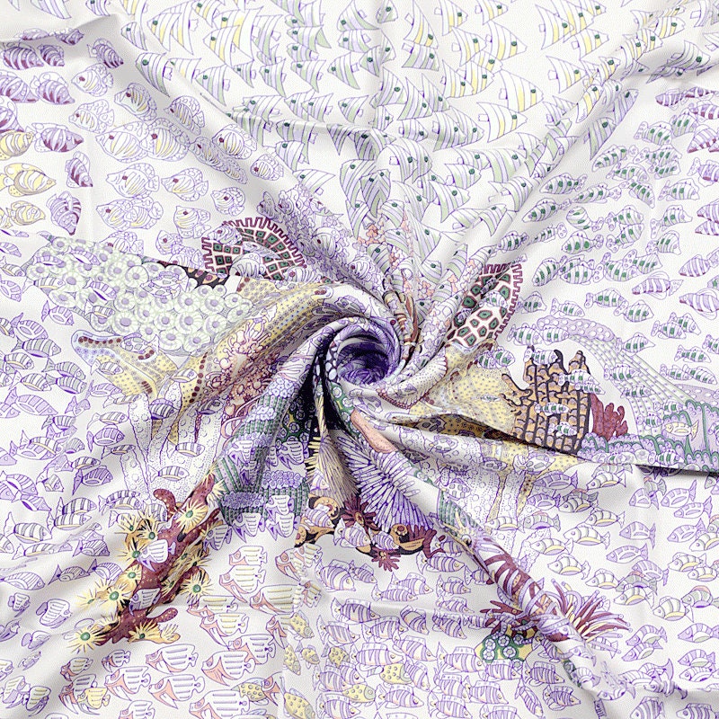 Hermes Scarf "Rencontre Oceane" by Annie Faivre 90cm Silk