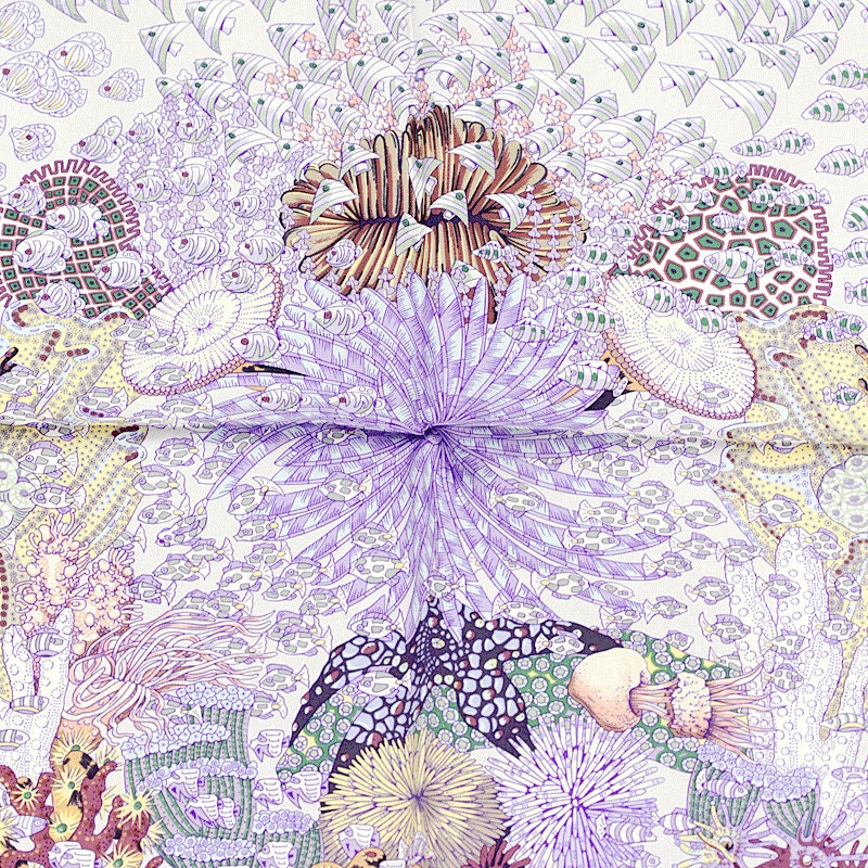 Hermes Scarf "Rencontre Oceane" by Annie Faivre 90cm Silk