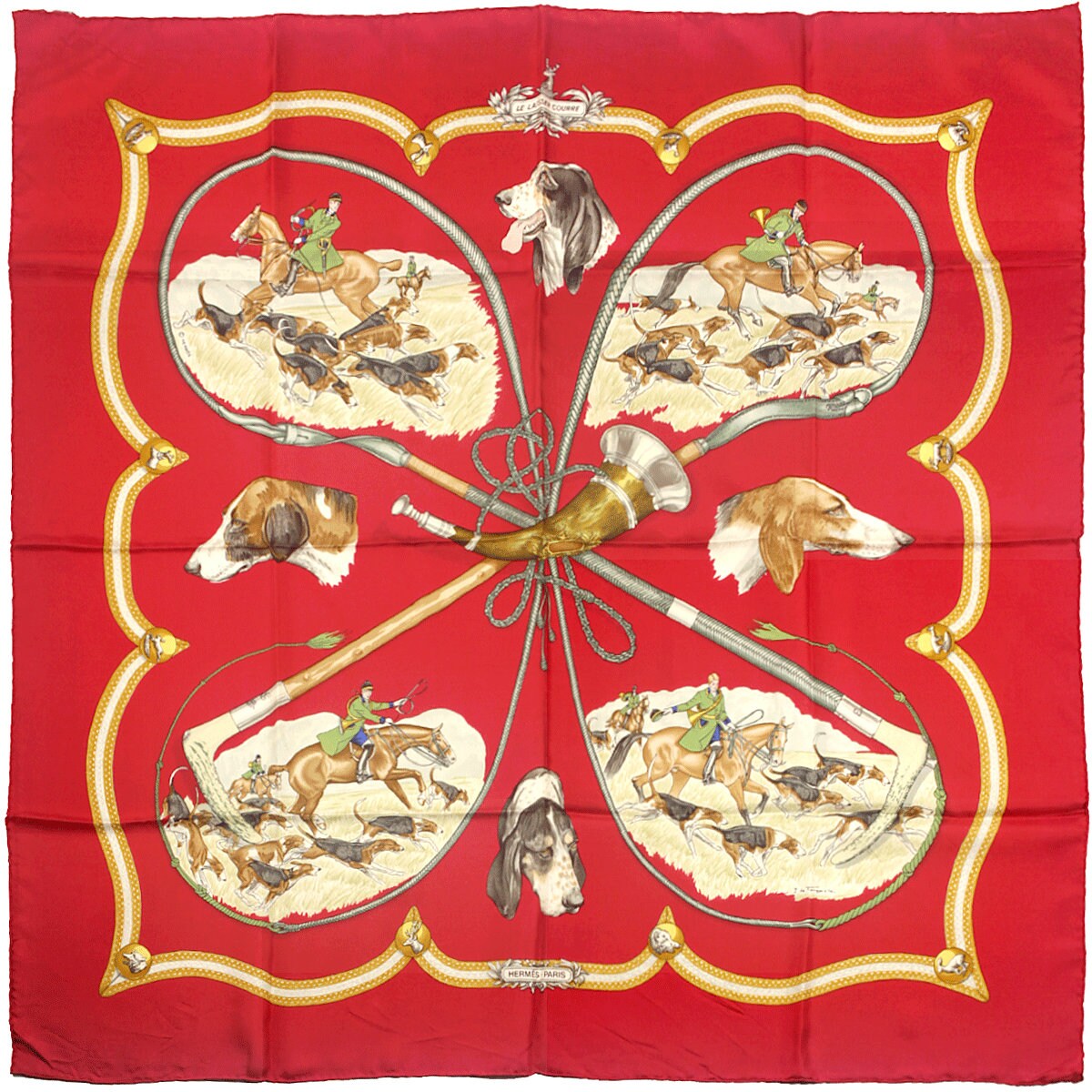 Hermes Scarf "Le Laisser Courre" by Jean De Fougerolle 90cm Silk | Carre Foulard