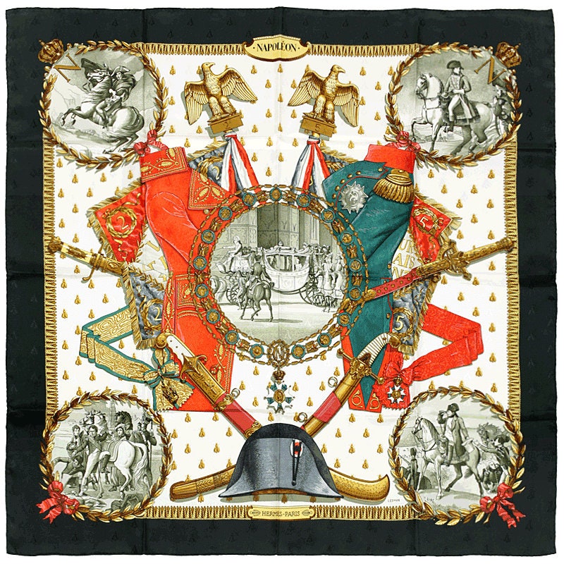 Hermes Scarf "Napoleon" by Philippe Ledoux Vintage 90cm Silk Jacquard