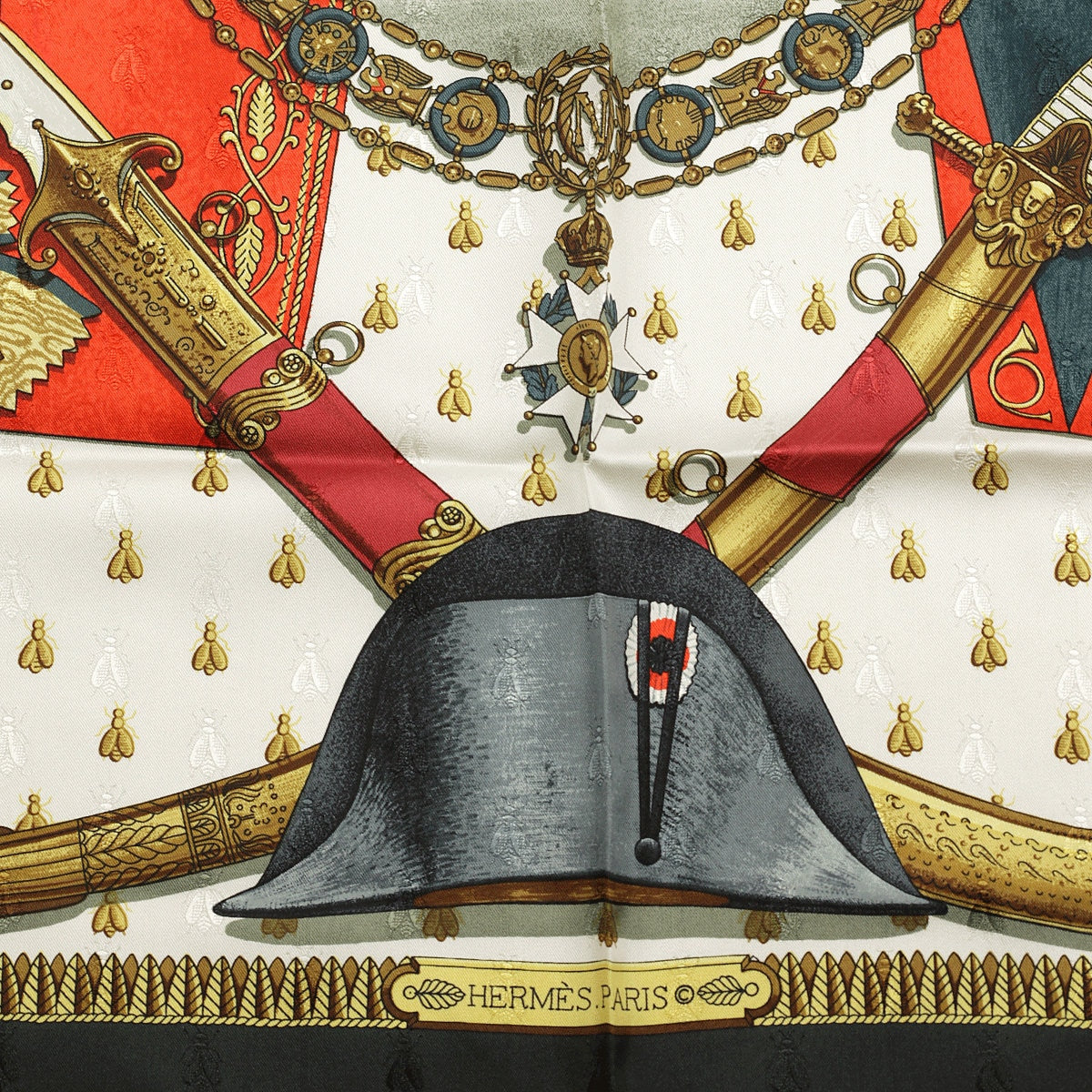 Hermes Scarf "Napoleon" by Philippe Ledoux Vintage 90cm Silk Jacquard