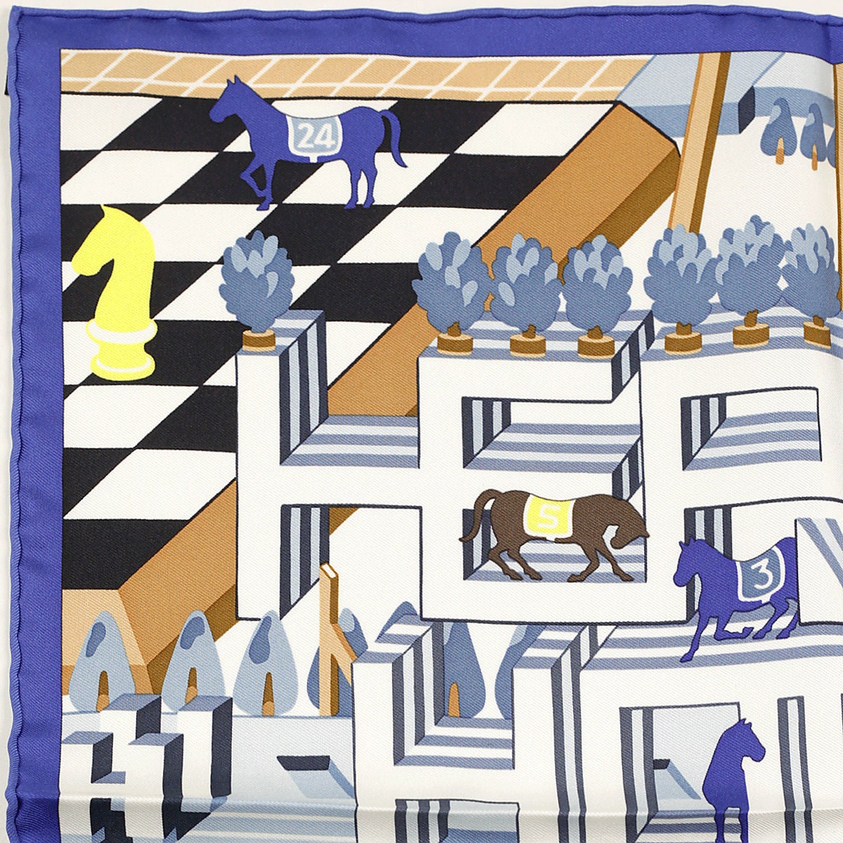 Hermes Scarf 45cm "Hermes Horse Club Detail" by Jin Kwon Silk Gavroche