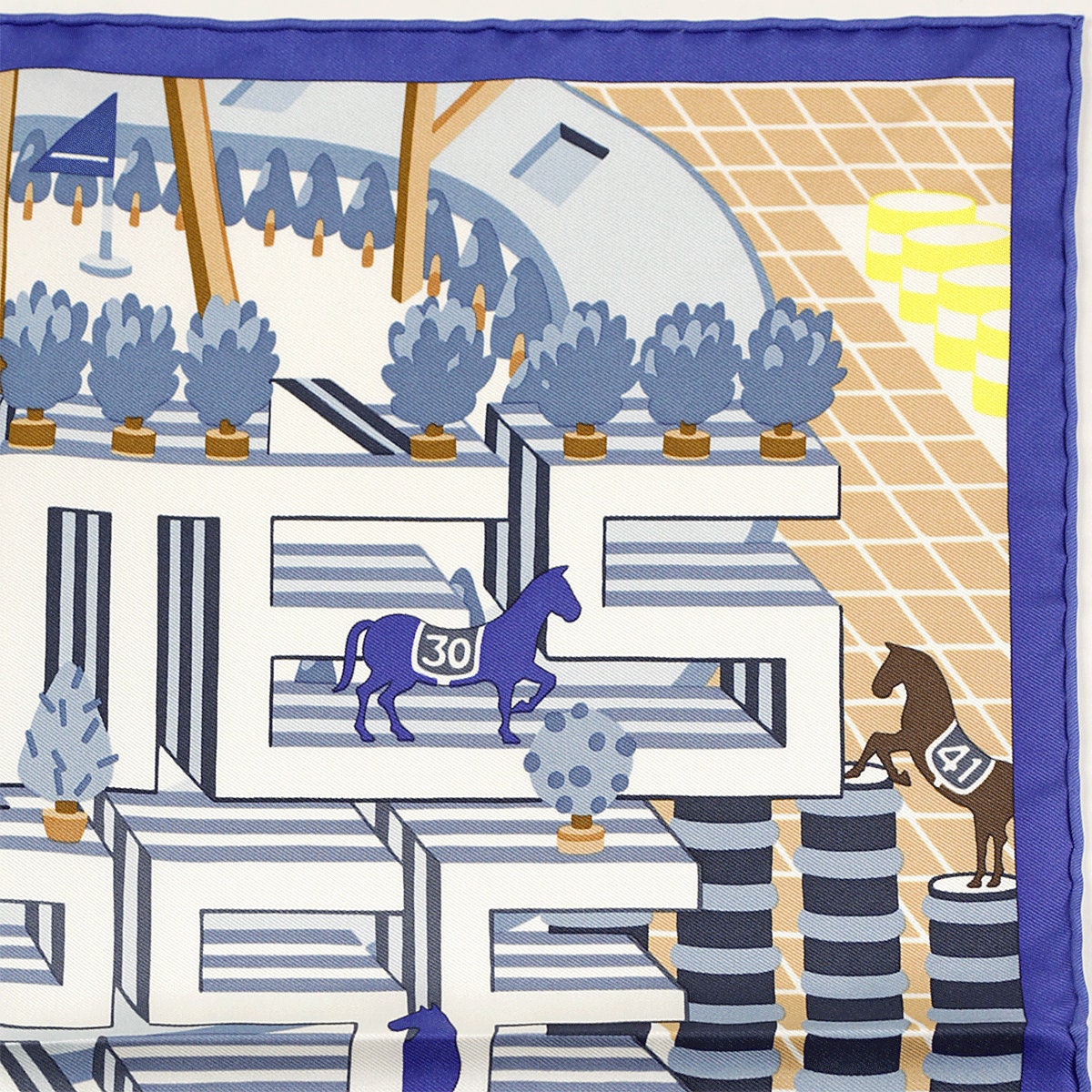 Hermes Scarf 45cm "Hermes Horse Club Detail" by Jin Kwon Silk Gavroche