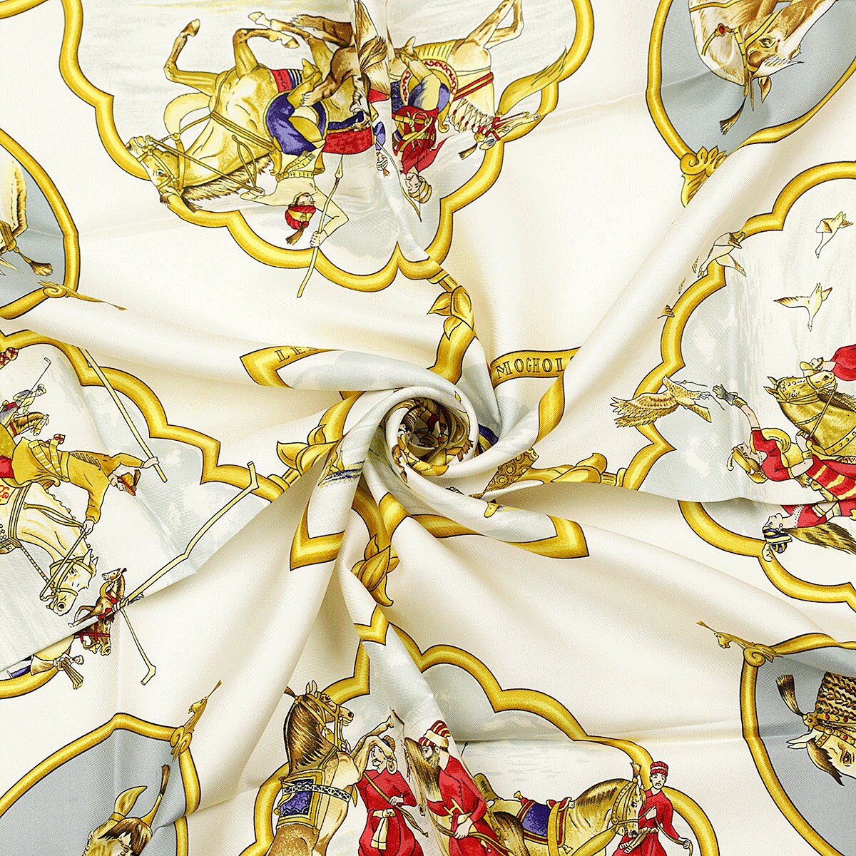 Hermes Scarf "Les Chevaux des Moghols" by Jean De Fougerolle Vintage 90cm Silk