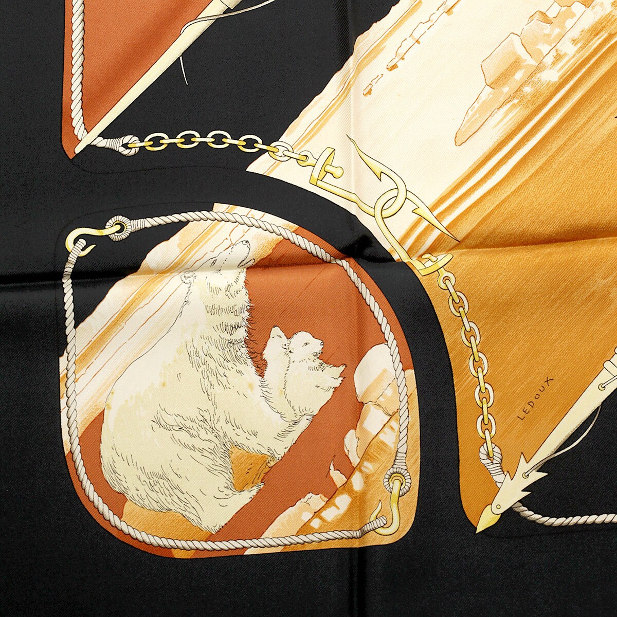 Hermes Scarf "Gronland" by Philippe Ledoux Vintage 90cm Silk