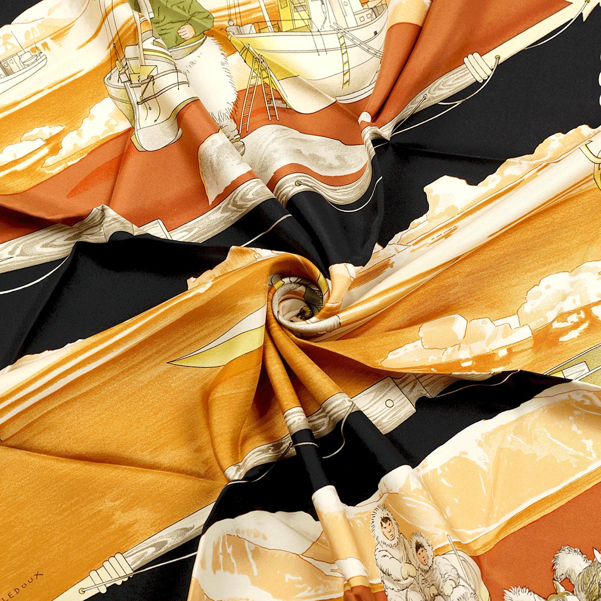 Hermes Scarf "Gronland" by Philippe Ledoux Vintage 90cm Silk